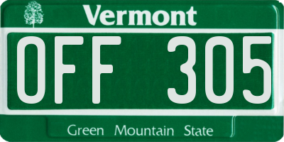 VT license plate OFF305