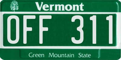 VT license plate OFF311