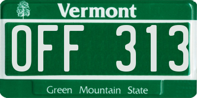 VT license plate OFF313