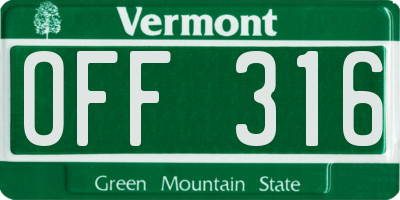 VT license plate OFF316