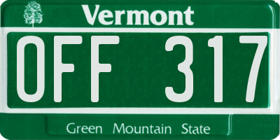 VT license plate OFF317