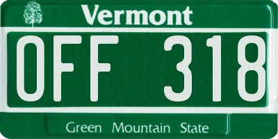 VT license plate OFF318