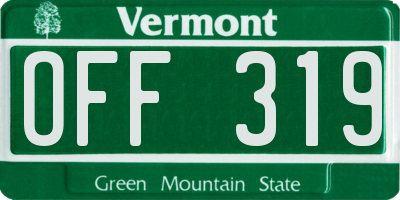 VT license plate OFF319
