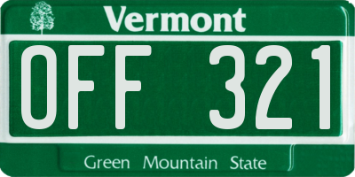 VT license plate OFF321