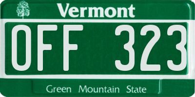 VT license plate OFF323