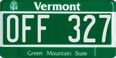 VT license plate OFF327