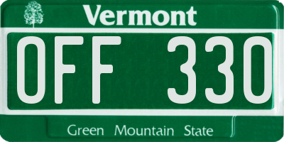 VT license plate OFF330