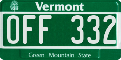 VT license plate OFF332