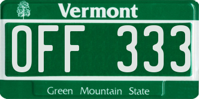 VT license plate OFF333