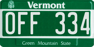 VT license plate OFF334