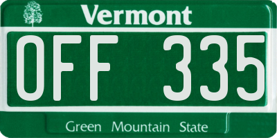 VT license plate OFF335