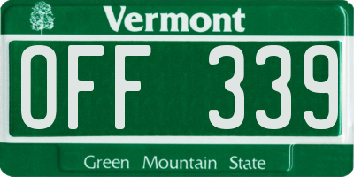 VT license plate OFF339