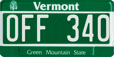 VT license plate OFF340