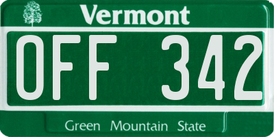 VT license plate OFF342
