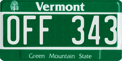 VT license plate OFF343