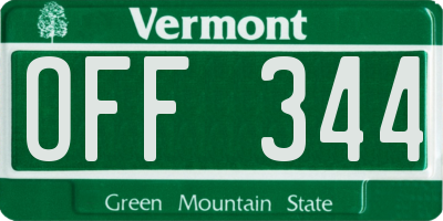 VT license plate OFF344