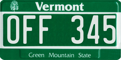 VT license plate OFF345