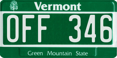 VT license plate OFF346