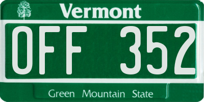 VT license plate OFF352