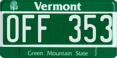 VT license plate OFF353