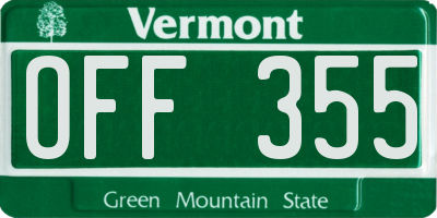 VT license plate OFF355