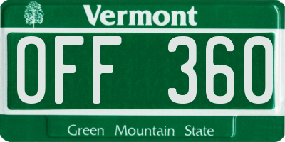 VT license plate OFF360