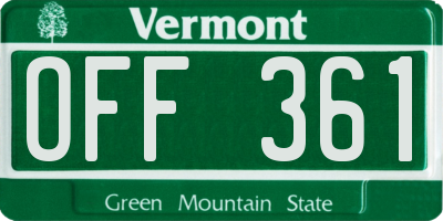 VT license plate OFF361