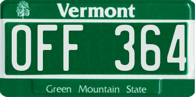 VT license plate OFF364