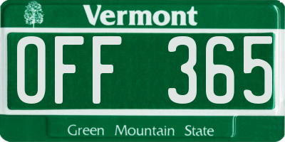VT license plate OFF365