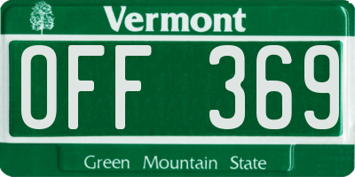 VT license plate OFF369