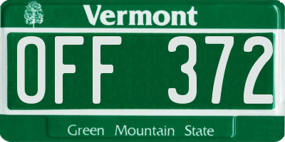 VT license plate OFF372