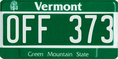 VT license plate OFF373