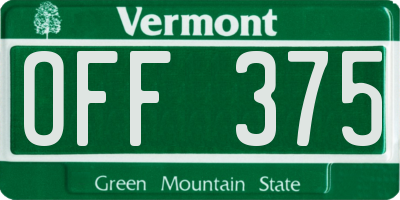 VT license plate OFF375