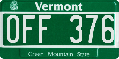 VT license plate OFF376