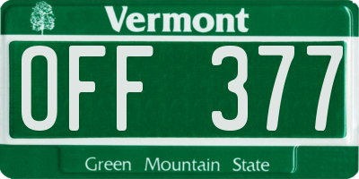 VT license plate OFF377