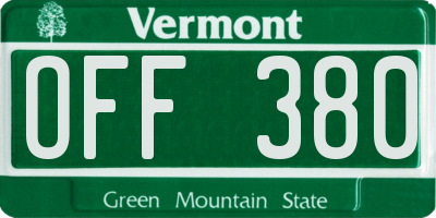 VT license plate OFF380