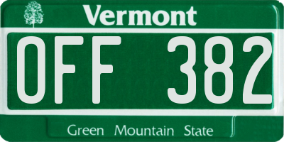 VT license plate OFF382