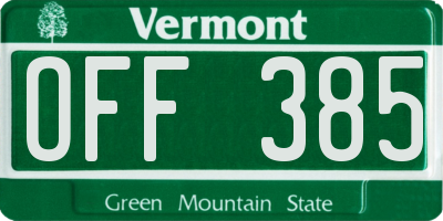 VT license plate OFF385