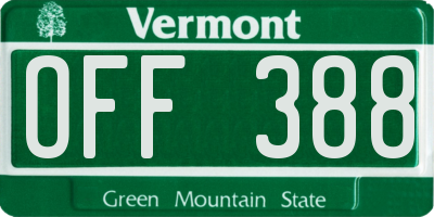 VT license plate OFF388