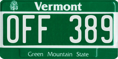 VT license plate OFF389
