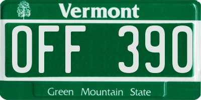 VT license plate OFF390
