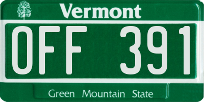 VT license plate OFF391