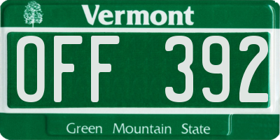 VT license plate OFF392