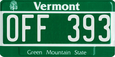 VT license plate OFF393