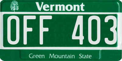 VT license plate OFF403