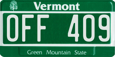 VT license plate OFF409
