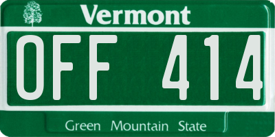 VT license plate OFF414