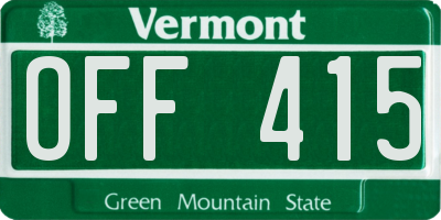 VT license plate OFF415