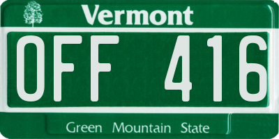 VT license plate OFF416