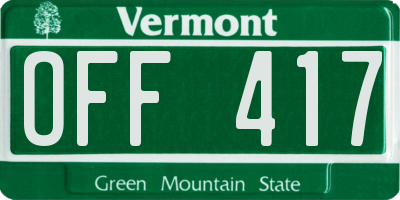 VT license plate OFF417